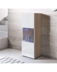 Vitrina modelo Luke V3 (40x128cm) color sonoma y blanco con patas estándar
