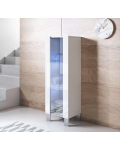 Vitrina modelo Luke V2 (40x138cm) color blanco con patas de aluminio