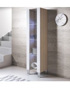 Vitrina modelo Luke V5 (40x177cm) color sonoma y blanco con patas de aluminio 