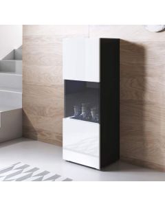 Vitrina modelo Luke V3 (40x128cm) color negro y blanco con patas estándar