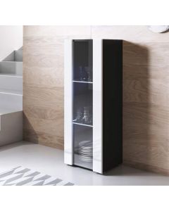 Vitrina modelo Luke V2 (40x128cm) color negro y blanco con patas estándar
