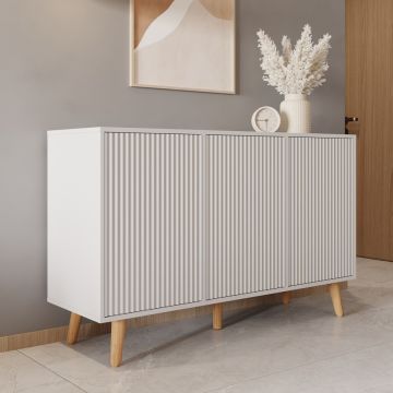 Aparador color Blanco 120 cm con puertas acanaladas Renzo