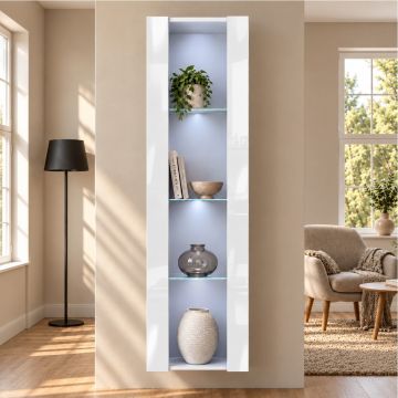 Vitrina Colgante modelo Nora V5 (40x170cm) en color blanco