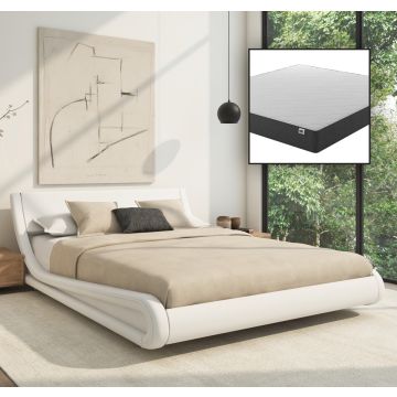 Cama de matrimonio Alessia color blanco (135x190cm) con colchón Texas