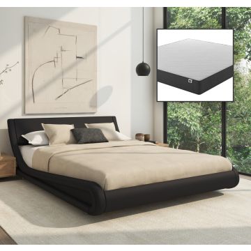 Cama de matrimonio Alessia color negro (180x200cm) con colchón Texas