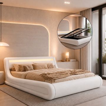 Cama de matrimonio con canapé Rodas en color blanco (180x200cm)