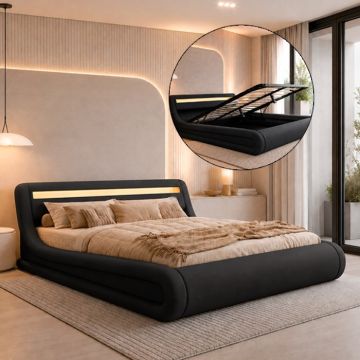 Cama de matrimonio con canapé Rodas en color negro (180x200cm)