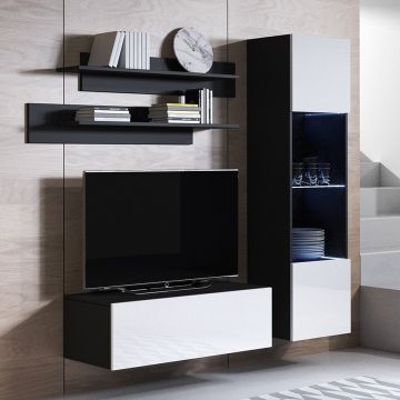 Conjunto de muebles Luke 3D negro y blanco (1,6m)