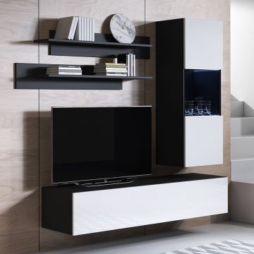 Conjunto de muebles Luke 6D negro y blanco (1,6m)