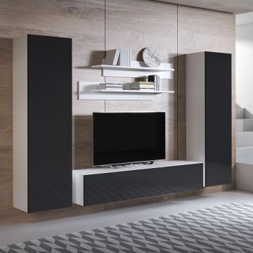 Conjunto de muebles Luke 7C blanco y negro (2,6m)