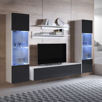 Conjunto de muebles Luke 9C blanco y negro (2,6m)