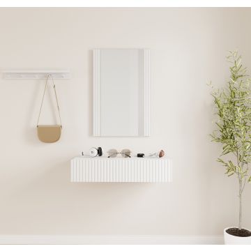 Recibidor Blanco acanalado con espejo y cajón Amira