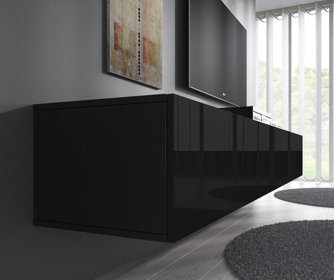160 cm Mueble TV Modelo Forli XL en Color Negro