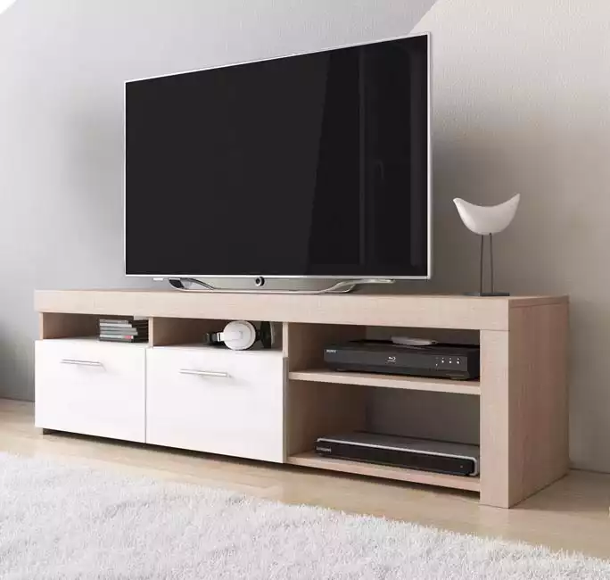 Mueble TV modelo Clio (140x40cm) color sonoma y blanco