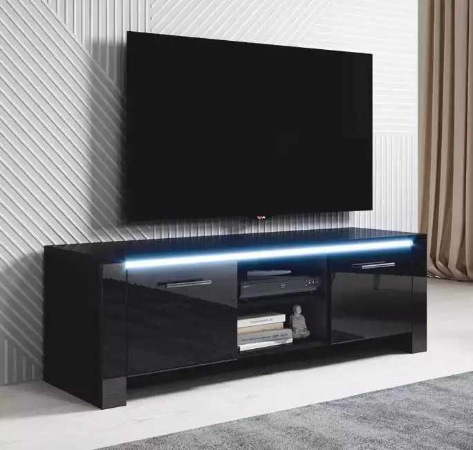 Mueble TV modelo Elina (120x40cm) color negro con LED RGB