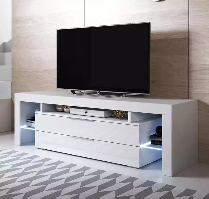 Mueble TV modelo Selma (160x53cm) color blanco con LED RGB
