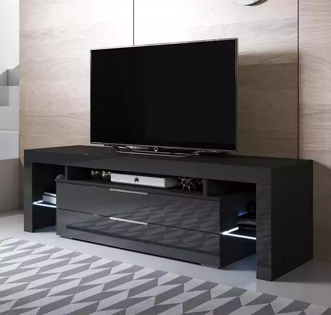 Mueble TV modelo Selma (160x53cm) color negro con LED RGB