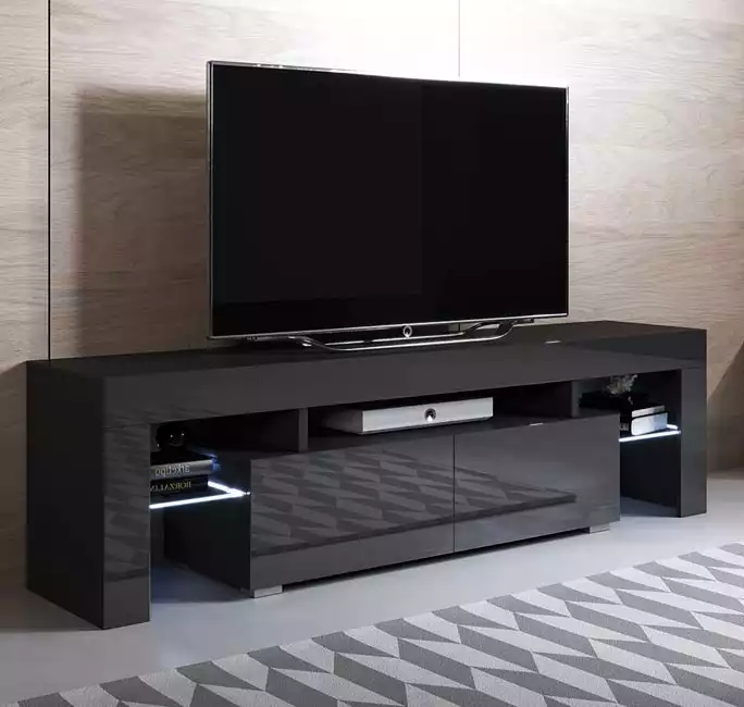 Mueble TV modelo Unai (160x45cm) color negro con LED RGB