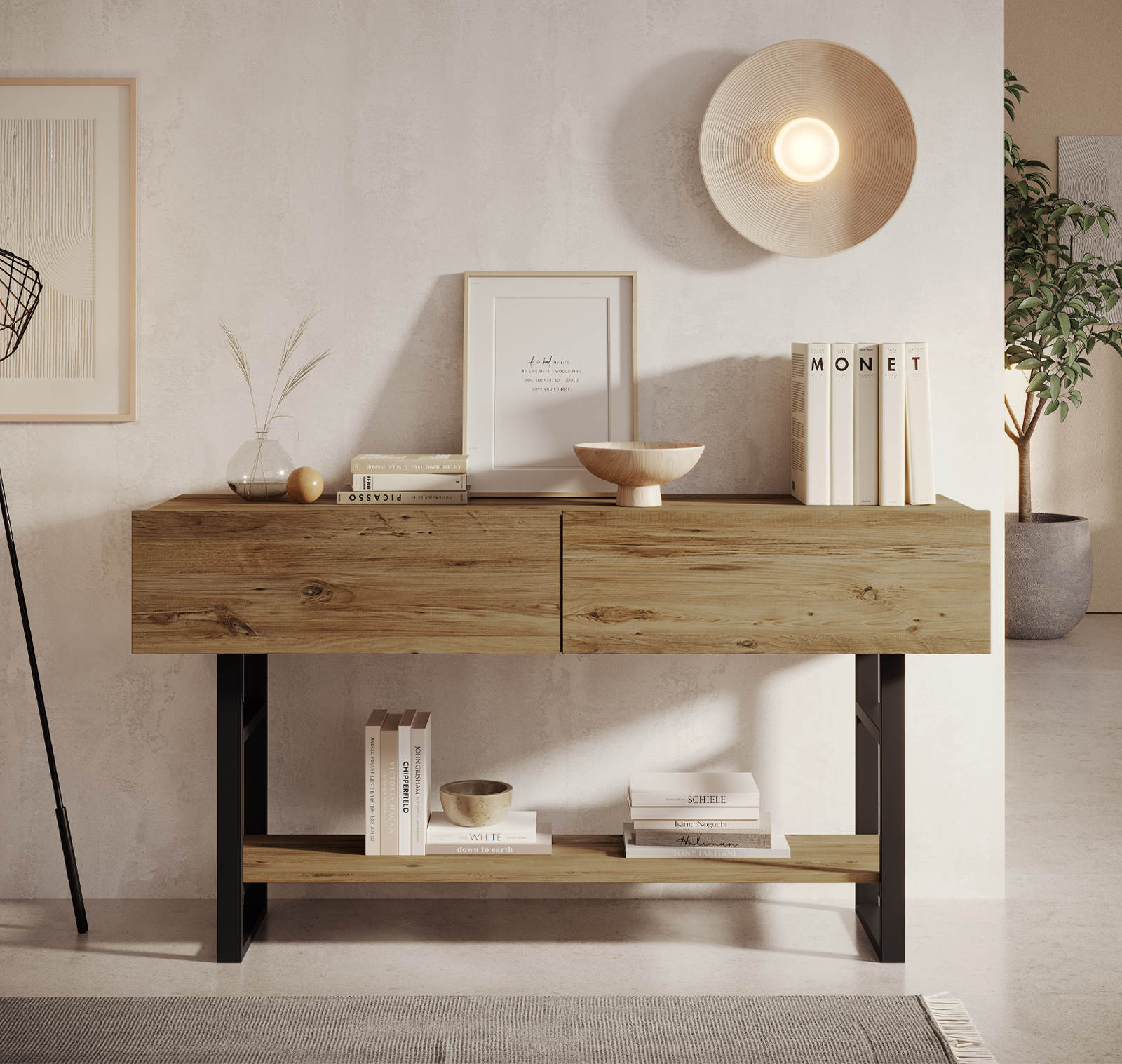 Recibidor Factory R1 en color pino de 139 cm