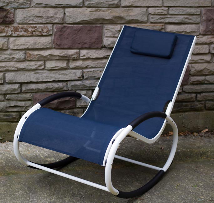 Wave Rocker Longue - Aluminum - Navy on Matte White